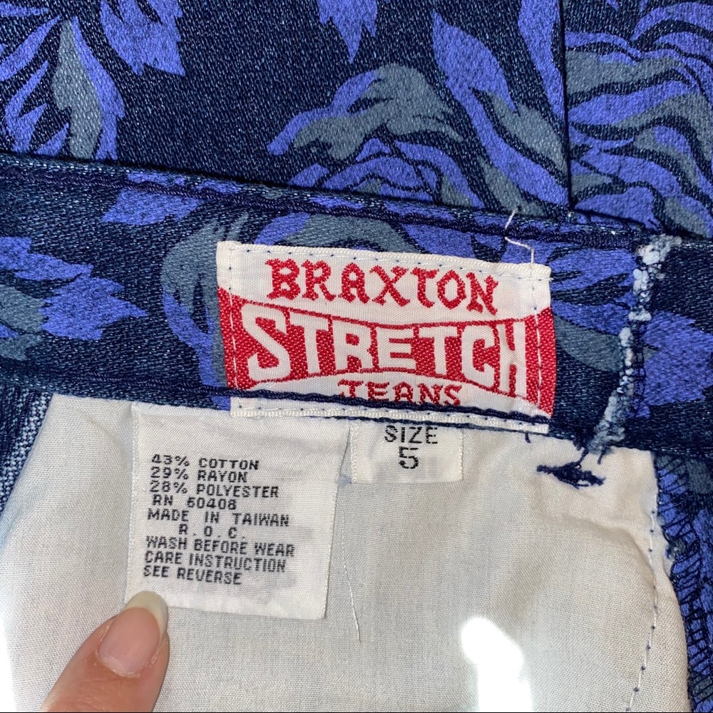 Braxton High Waisted Mom Floral Denim Jeans Jean - Picture 9 of 11